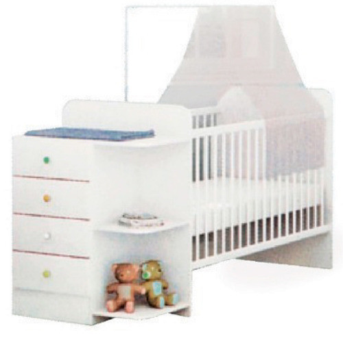 Cuna Dormitorio Infantil 4 Cajones Repisa 411 0