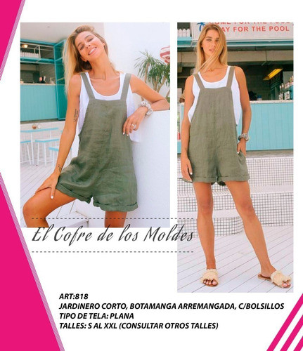 Molde Digital Jardinero / Overol Corto, Pack Talles S Al Xxl 1