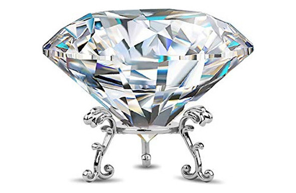 Pisapapeles Diamante Grande Decorativo Transparente Con Base 0