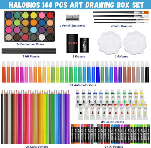 Kit De Arte Portátil Con 144 Piezas En Caso De Aluminio 1