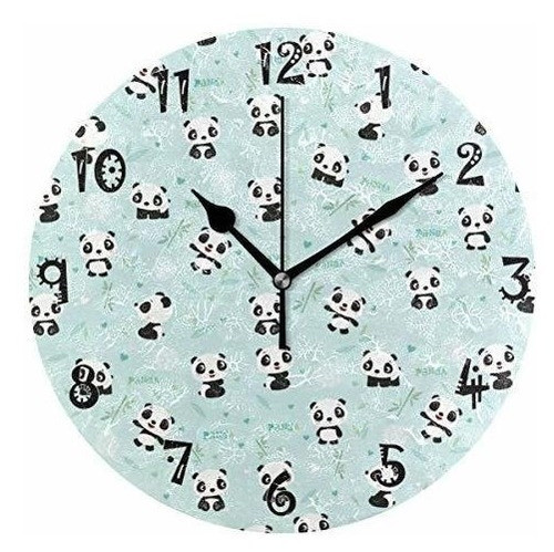 Reloj De Pared De Bambu De Panda De Dibujos Animados Attx, 0