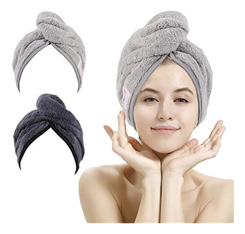 Paquete De 2 Toallas Para Secar El Cabello, Envoltura De Toa 0