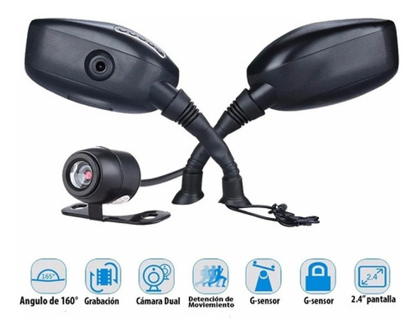 Espejo De Moto Juego Universal Con Camara 0