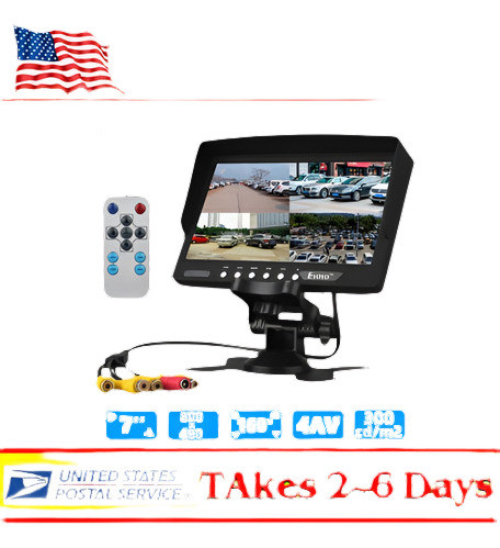 7  Split Fino Coche Quad Monitor De Visión Trasera + Sombril 0
