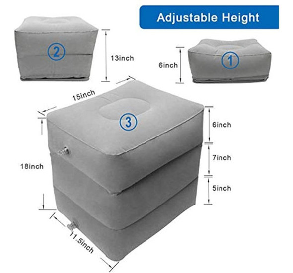 Almohada Para Reposapiés De Viaje, Ahier Cama Inflable Para 1