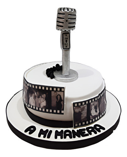 Torta Rollo Fotografico Con Microfono Plateado Antiguo 0