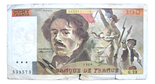 Francia Gran Billete 100 Francos Eugene Delacroix Vea Fotos. 0