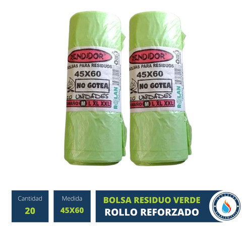 20 Bolsas Residuo Consorcio Verde 45x60 Rollo No Gotea 0