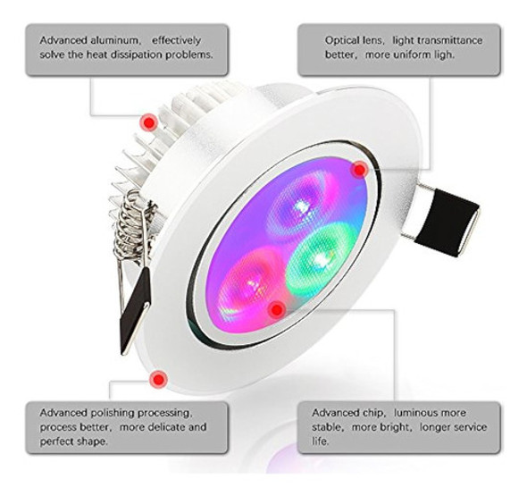 Esbaybulbs Lámpara Led De Techo 3 W Rgb Intensidad Regulable 1
