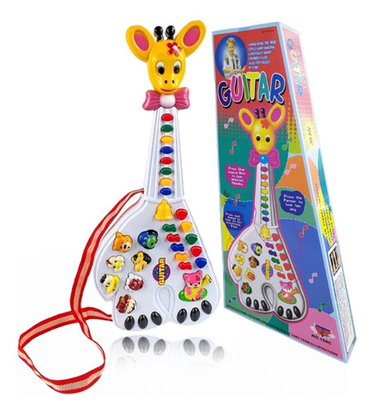 Brinquedo Guitarra De Animais Infantil Musical Bebê Com Luz 0