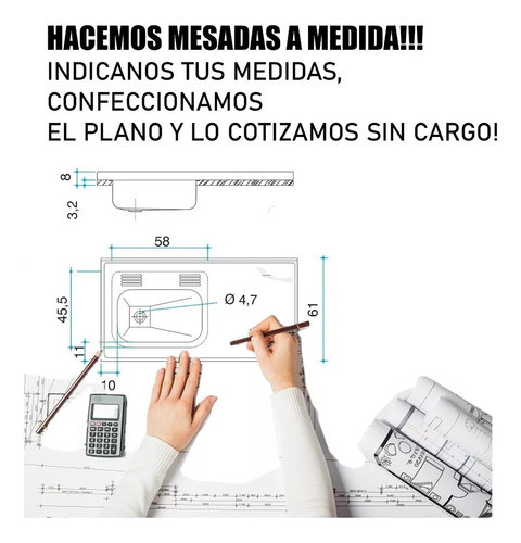Mesada Johnson Acero Inoxidable A Medida Precio Por Metro 1