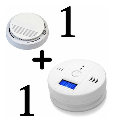 1 Alarma Detector De Monóxido De Carbono + 1 Sensor Humo 1