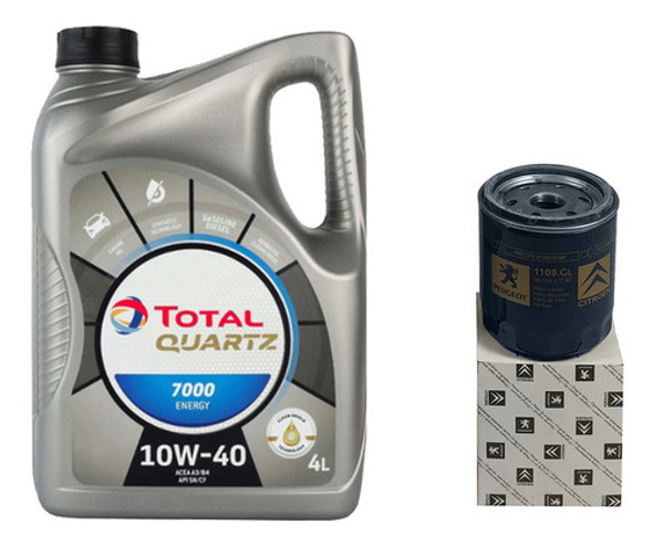 Filtro + Aceite Total Quartz 7000 X 4 L Peugeot 206 2.0 Hdi 0