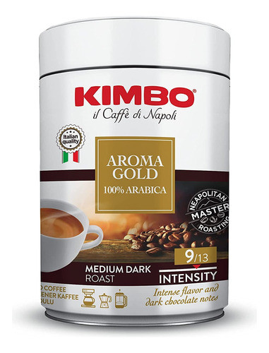 Kimbo Café Italiano Lata Aroma Gold 100% Arábico Molido 250g 0