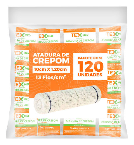Atadura Crepom Faixa Bandagem Elástica 10cm Kit 120 Unidades 0