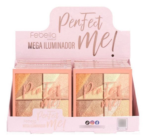 12 Mega Iluminador 4 Cores Ml5017 Febella Atacado 0