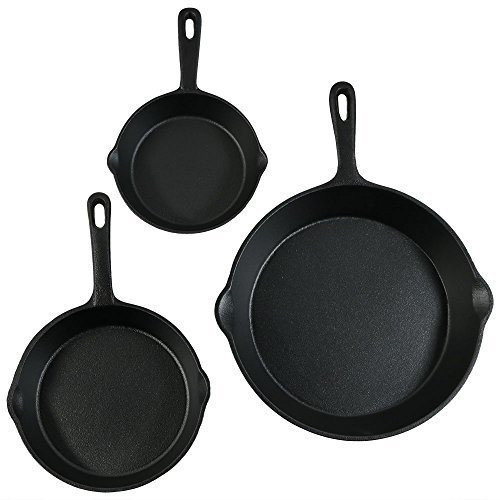 Sarten De Hierro Fundido Sunnydaze Juego De 3 Piezas Sarten 1