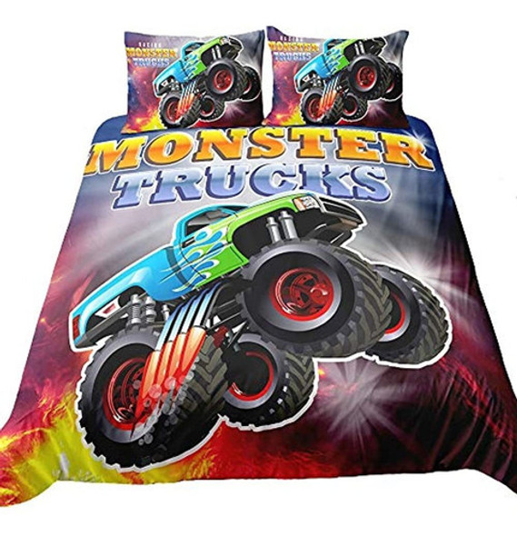 Juego De Ropa De Cama Suncloris, 3d Racing Monster Truck Hom 0 Juego De Ropa De Cama Suncloris, 3d Racing Monster Truck Hom 0