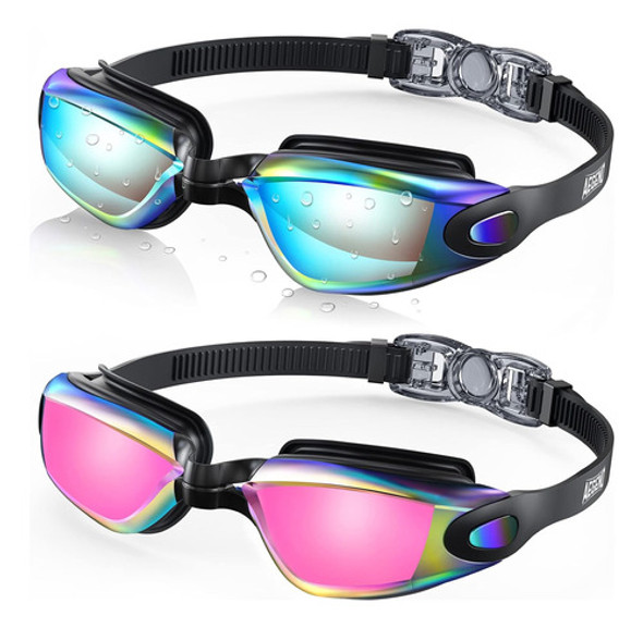Gafas De Natación Ajustables, Protección Uv, 2 Colores 0 Gafas De Natación Ajustables, Protección Uv, 2 Colores 0