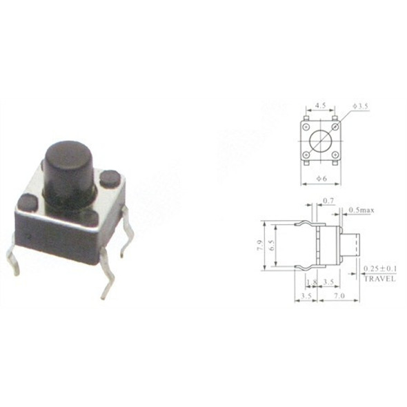 500 Peças - Chave Tactil 6x6x7mm 4t 180 Graus  Promoção 1