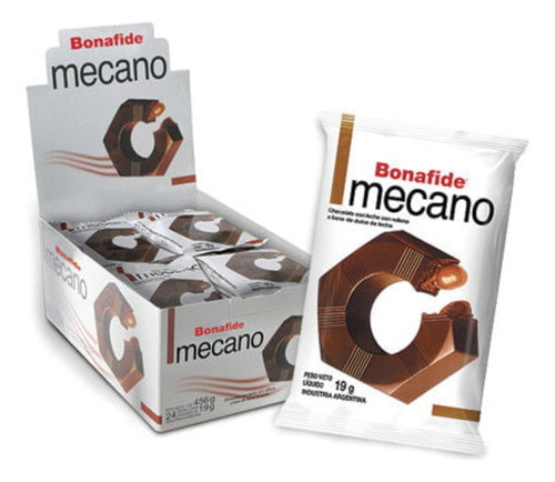 Chocolate Mecano Dulce De Leche Bonafide 19g X 24 Unidades 1
