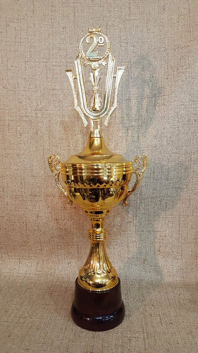Copa Trofeo Plástico Asas 2 Puesto Segundo Base Madera 52 Cm 1