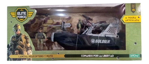 Elite Force Lancha + Helicoptero + Moto + 2 Soldados Ditoys 0