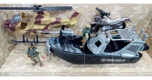 Elite Force Lancha + Helicoptero + Moto + 2 Soldados Ditoys 1
