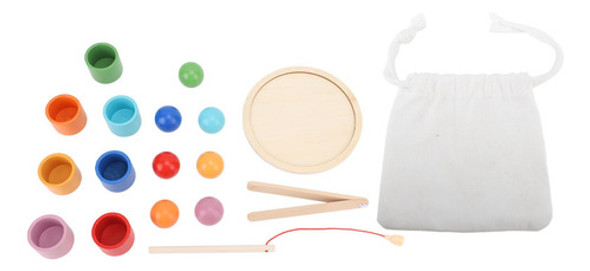 Jogo De Separação De Brinquedos De Madeira 7 Bolas, 7 Copos, 1