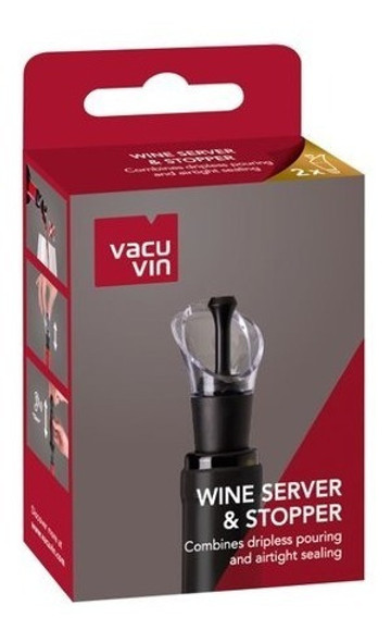 Set Vino Servidor + 2 Tapones Negro Vacu Vin 1 Set Vino Servidor + 2 Tapones Negro Vacu Vin 1