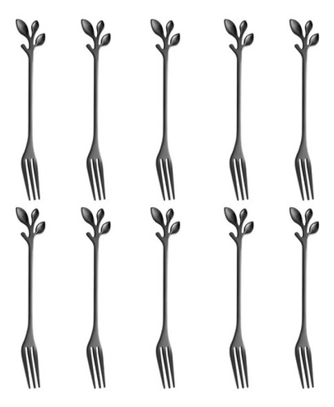 Tenedores Creativos Acero Inoxidable 12cm 10pzas Negro 0