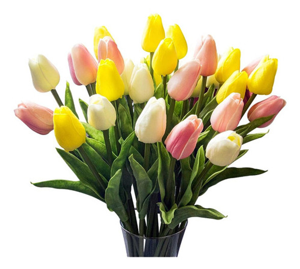 Tulipanes Artificiales 30 Piezas Real Touch Latex Flores Fal 0