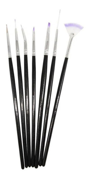 Pinceles X 7 Un.para Decoración De Uñas 0