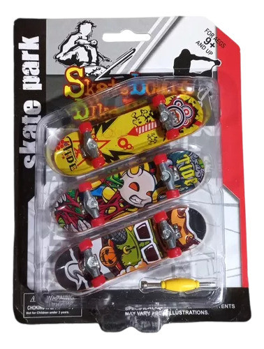 Patineta De Dedo Skateboard Finger Pack X3 Mini Juguete 0