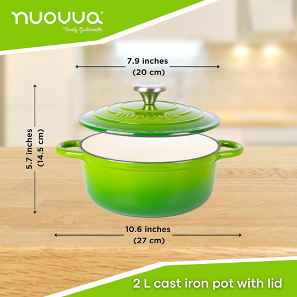 Olla De Hierro Fundido Verde 2,1 Litros 20cm Nuovva 1