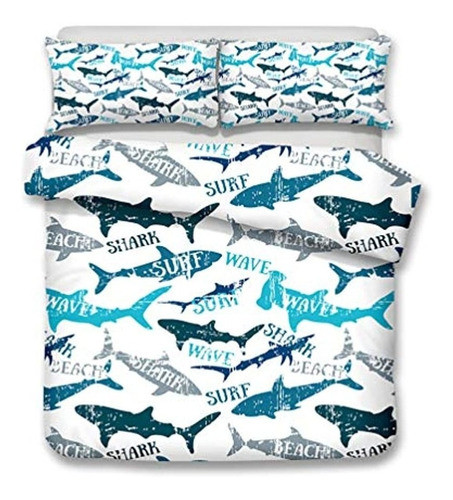 Juego De Funda Nórdica Para Niños Con Estampado De Pez Tibur 1