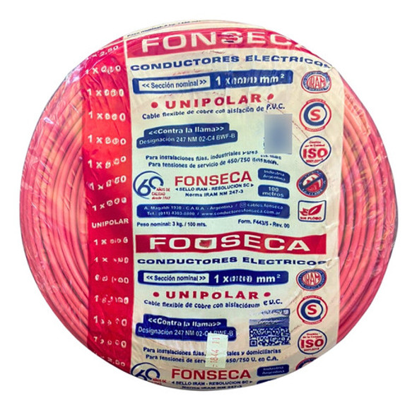 Cable Normalizado 1,5mm Rojo Fonseca X 100mts  Por E631 0