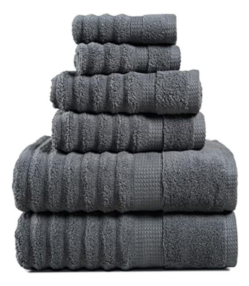 Toallas De Baño Gris Acanaladas - Juego De Toallas De Baño 1 0