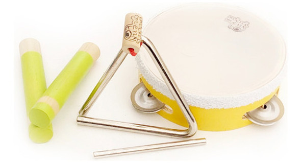 Set Musical Infantil X 3 Unidades Pandereta Claves Triangulo 0