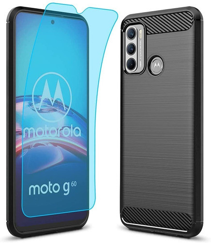 Funda Negra Para Moto G40 Fusion G60 + Protector De Regalo 0