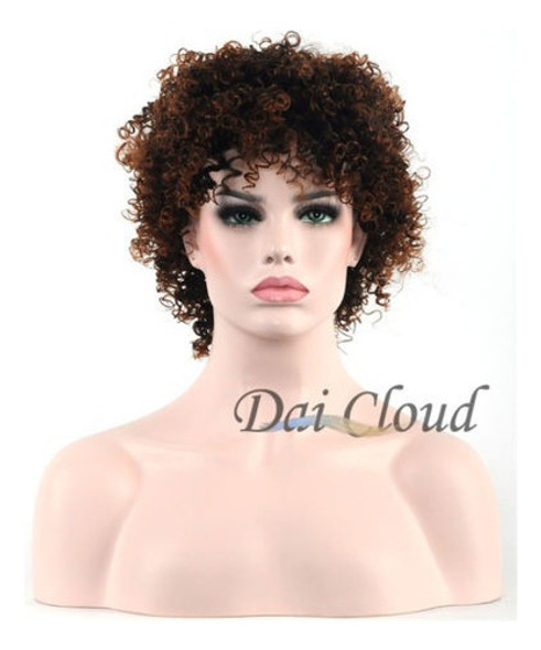 Mujeres Corta Cabello Rizado Rizado Afro Castaño Oscuro Cosp 1