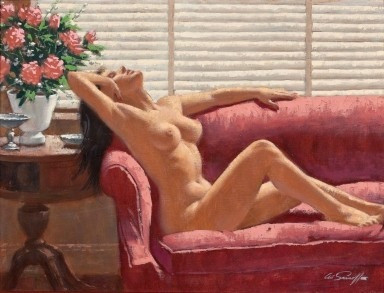 Mujer Desnuda En El Sofa - Arthur Sarnoff - Lámina 45x30 Cm. 0