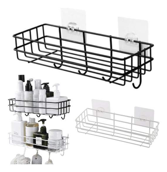Canasto Organizador Adhesivo Metal Con Ganchos Cocina Baño 0 Canasto Organizador Adhesivo Metal Con Ganchos Cocina Baño 0