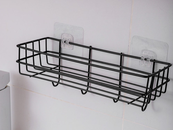 Canasto Organizador Adhesivo Metal Con Ganchos Cocina Baño 1 Canasto Organizador Adhesivo Metal Con Ganchos Cocina Baño 1