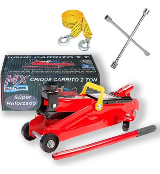 Crique Gato Hidraulico Carrito Auto 2tn + Llave Cruz + Cinta 0