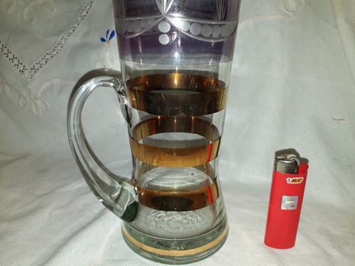 Antigua Jarra Cristal Labrada Con Hilo De Oro 1400ml Leer 1