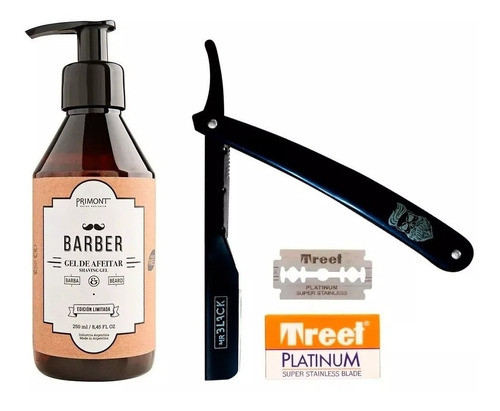 Kit Barba Gel Feather Primont + Navajin + Hojas De Afeitar 0