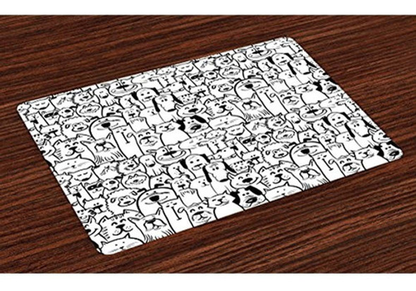 Juego De 4 Alfombrillas Ambesonne Para Mascotas, Grupo De Pe 0