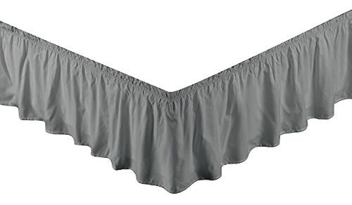 Envolver Alrededor Gris Con Volantes Falda De Cama Sólida Se 0