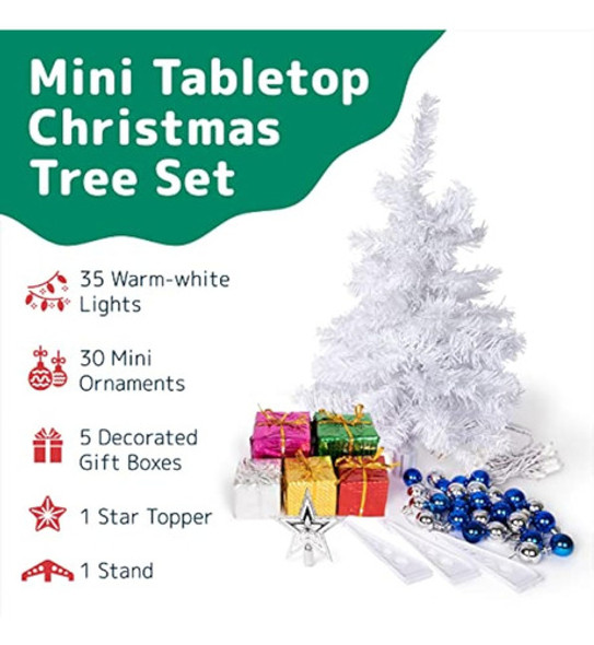 Mini Árbol De Navidad Blanco De 23 Pulgadas Con 1 Mini Árbol De Navidad Blanco De 23 Pulgadas Con 1